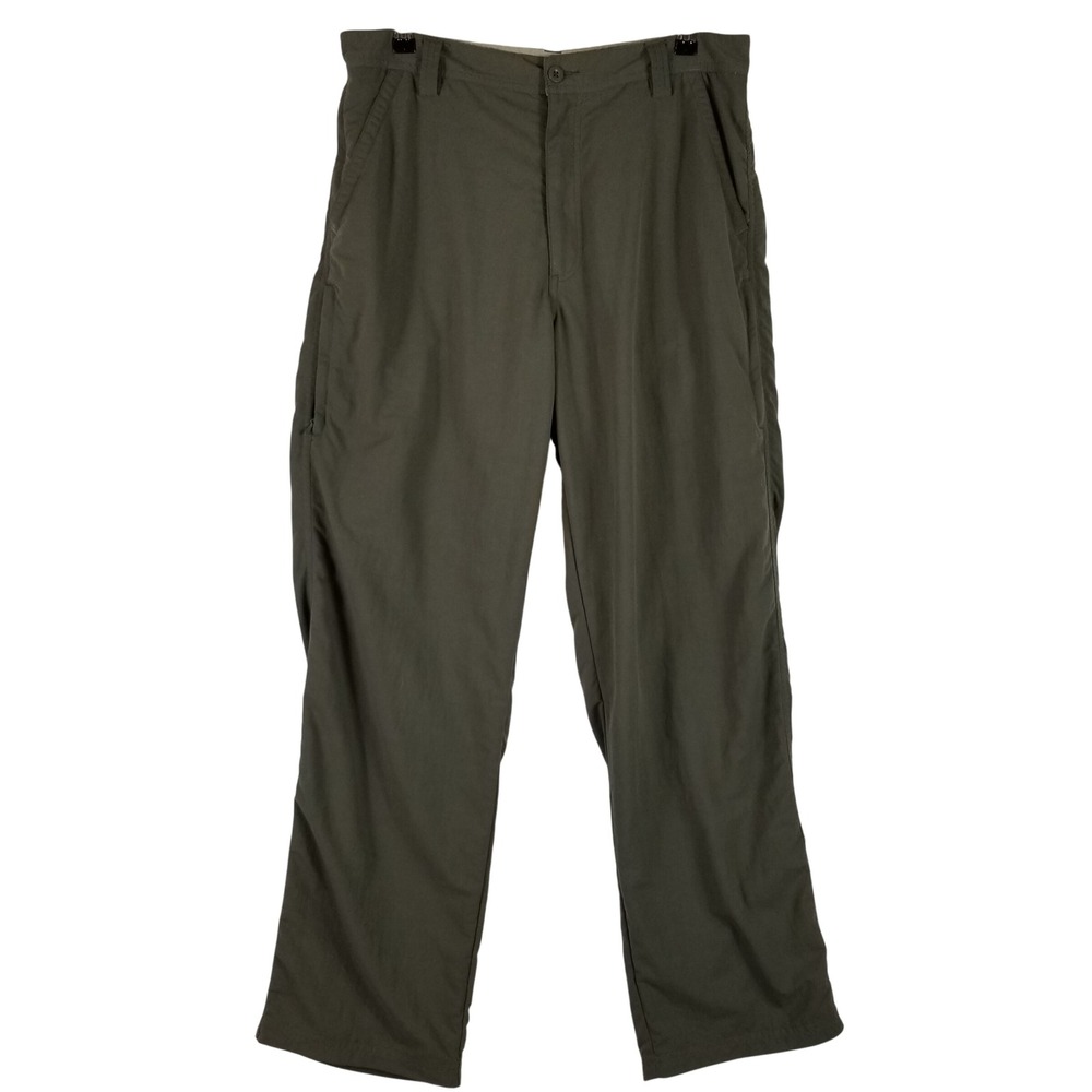 REI Hiking Pants Mens 34x32 Olive Green UPF 40+ Nylon Outdoor Straight Leg